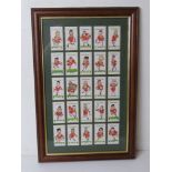 A framed set of Welsh rugby world cup 1995 cigarette cards. Overall size 31 x 47cm.