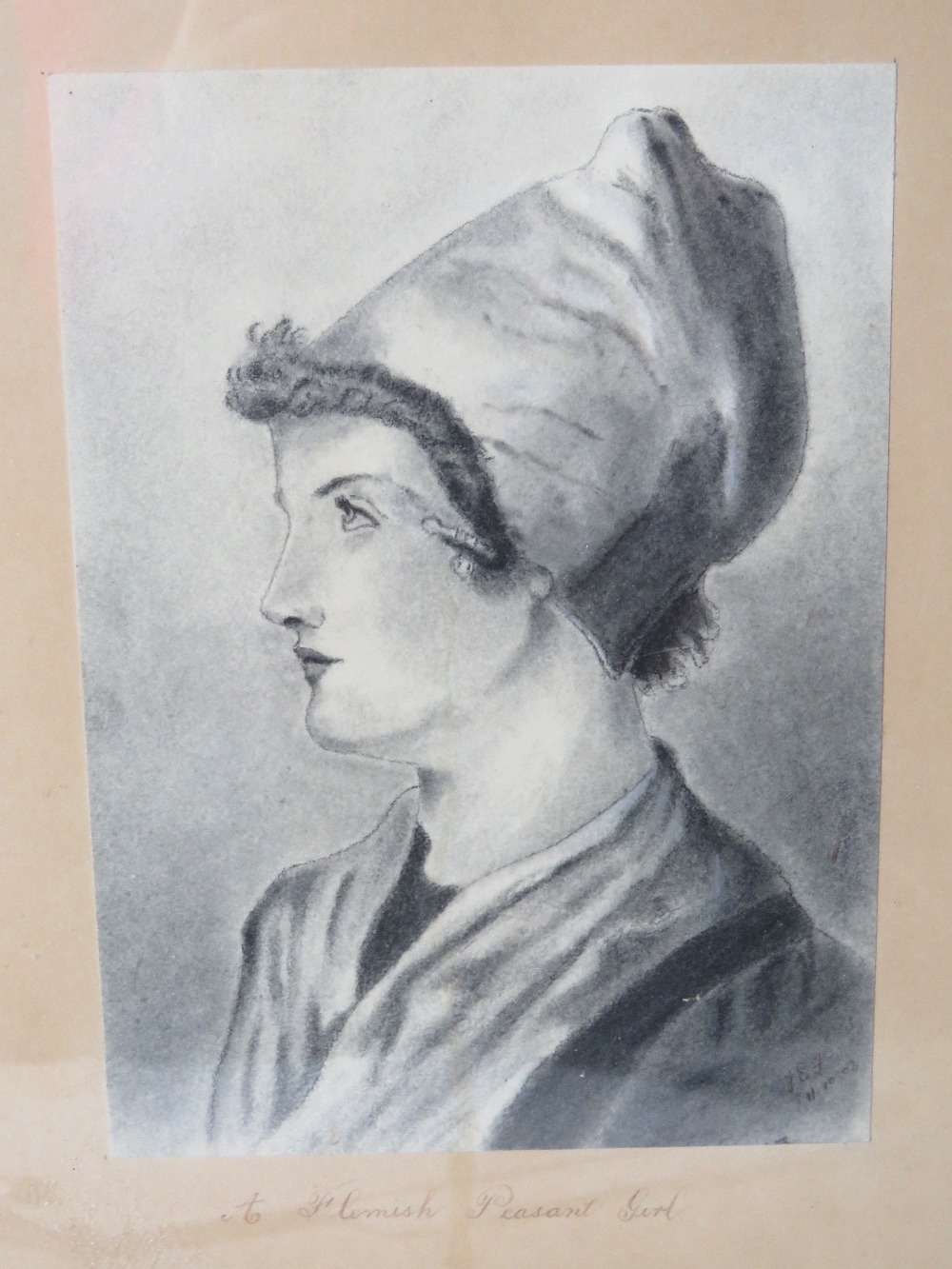 A portrait print titled 'A Flemish Peasant Girl', framed and glazed. - Image 3 of 3