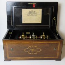 A superlative fully restored Victorian music box playing eight Aires.