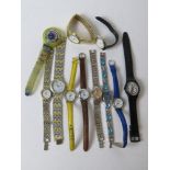 A quantity of assorted wrist watches inc Swatch SCUBA diving watch (strap a/f).