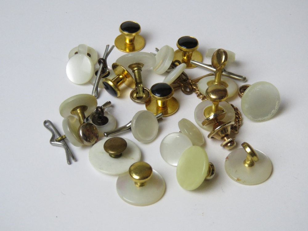 A quantity of assorted shirt studs inc mother of pearl.