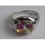 A mystic topaz ring, stamped 925, size T.