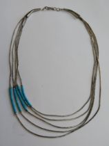 A sterling silver Native American Navajo style necklace,