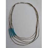 A sterling silver Native American Navajo style necklace,