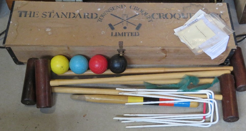 A Townsend Croquet Ltd 'Standard' croquet set in original box with mallets,