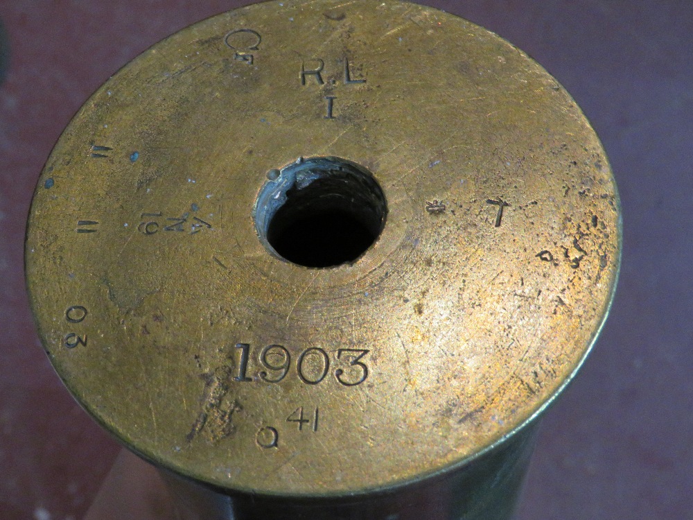 An inert WWI British 12pr shell, case da - Image 3 of 3