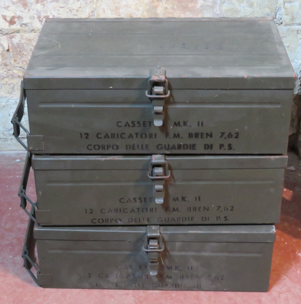 Three Bren Mk2 7.62 Magazine boxes.