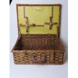 A vintage Sirram picnic basket, contents deficient.