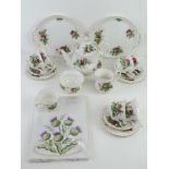 Royal Albert; Highland Thistle pattern tea service, comprising six trios (cup, saucer, side plate),