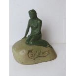 Breweriana; a mid 20th century Carlsberg Mermaid composite advertising figurine, approx 13cm high.