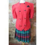 A c1980s blazer and tartan skirt suit, j