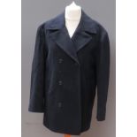 A navy blue felted woollen coat by Deben