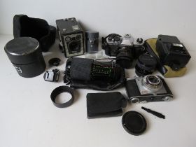 Camera equipment inc a Yashica FX7 camer