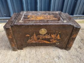 A Chinese style blanket box chest for restoration.