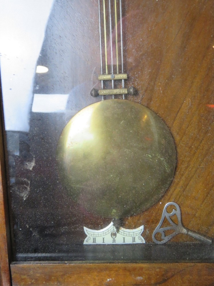 A mahogany wall clock having brass and white enamelled dial, - Image 4 of 5