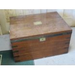 A fine 19thC cutlery chest having brass edging and corner bracing with engraved brass name plate to