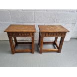 A pair of rectangular oak side tables each approx. 46 x 30 x 46cm.