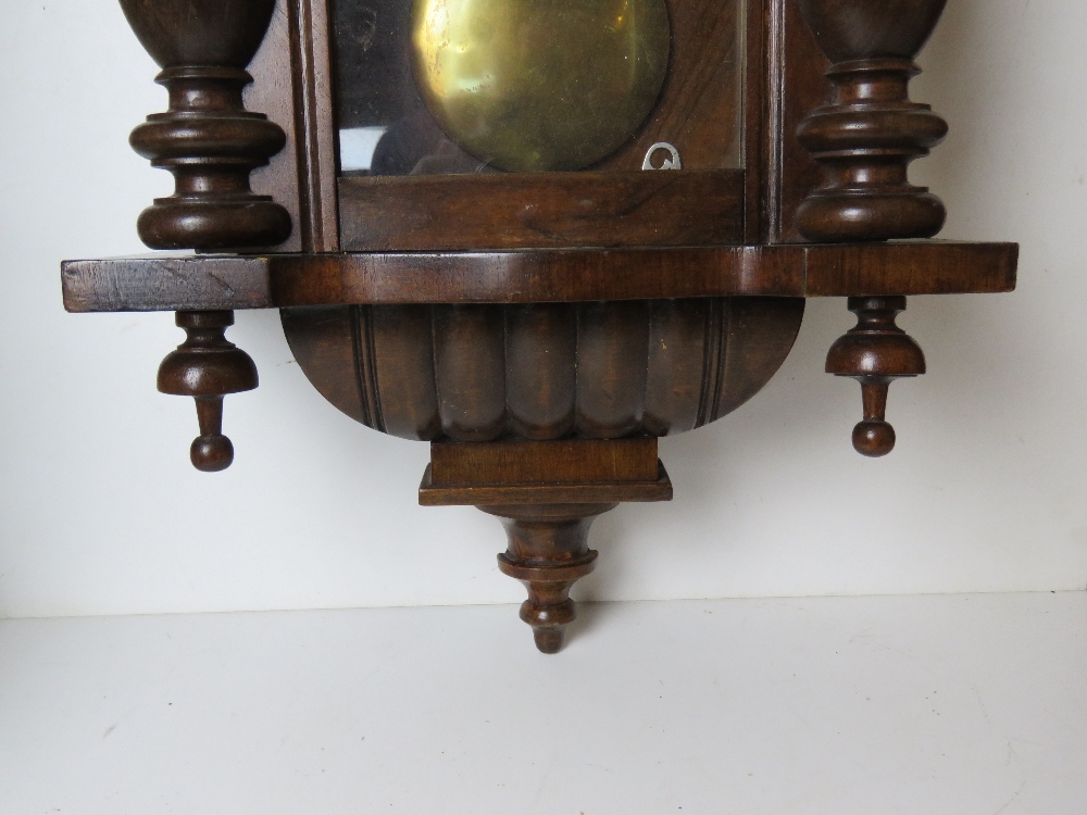 A mahogany wall clock having brass and white enamelled dial, - Image 5 of 5