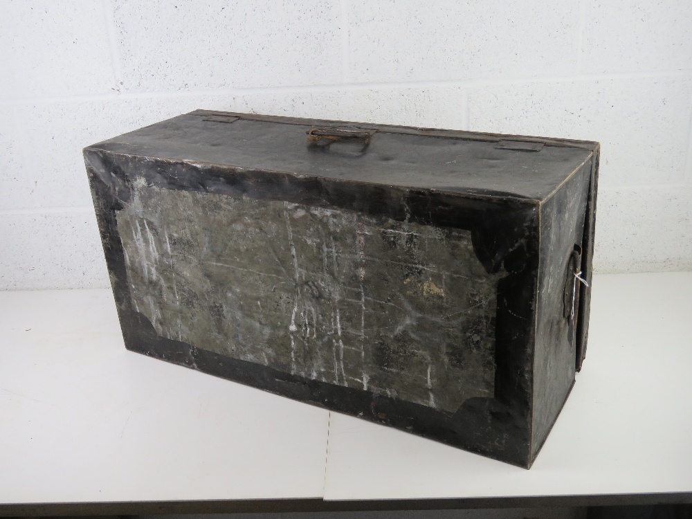A black painted metal trunk. - Image 2 of 4