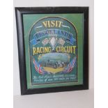 A naively painted Visit Brooklands Racing Circuit sign, in frame, for restoration,