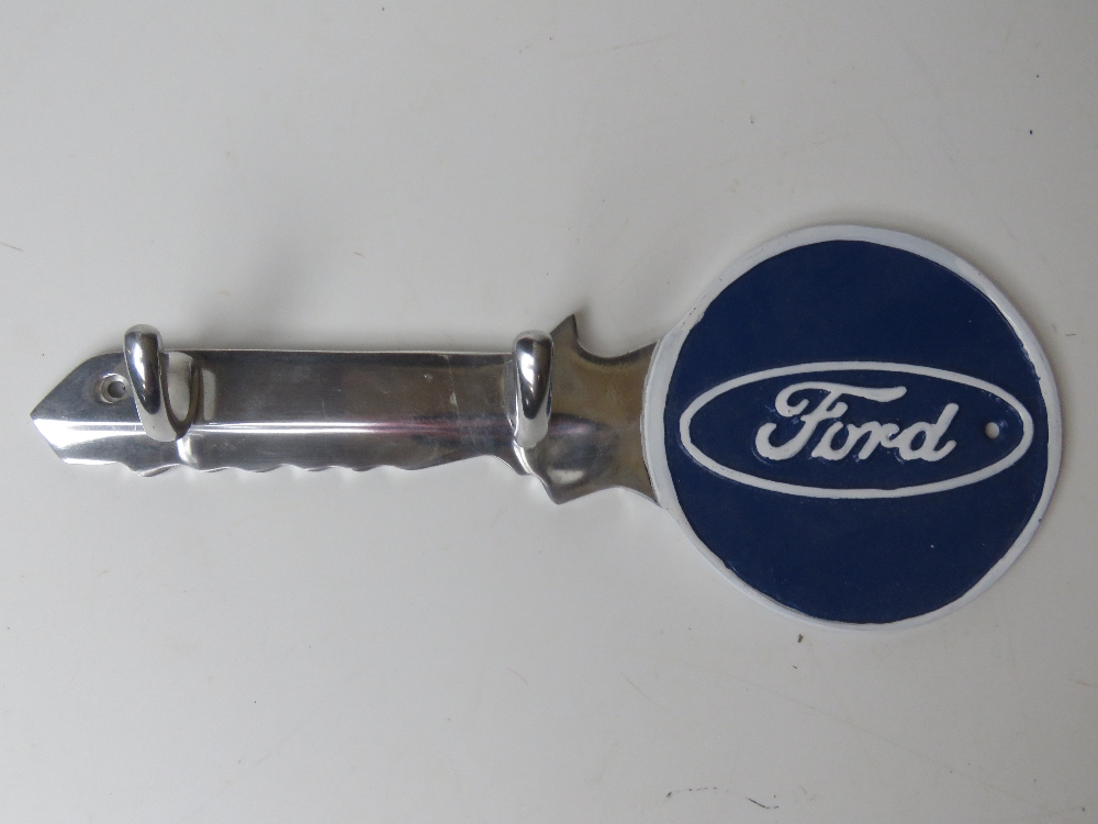 A contemporary aluminium Ford double hooks in the form of a key measuring approx 30.5cm wide.