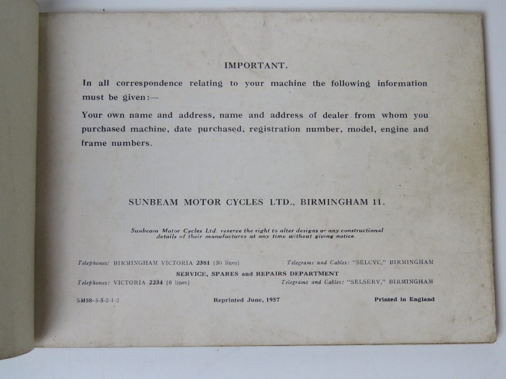 An instruction manual for a Sunbeam 500 OHC twi printed June 1957. - Image 4 of 6