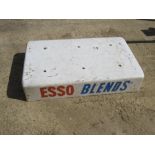 A plastic Esso Blends petrol pump light box, no internals, measuring approx 70 x 43cm.