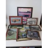 A quantity of assorted prints of a motor sport and vintage motor vehicle theme.