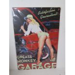 A contemporary metal garage Grease Monkey advertising sign, 30 x 20cm.
