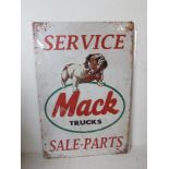 A contemporary metal garage Mack Trucks sign, 30 x 20cm.