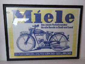 A Miele poster print in frame dated 1989 overall size 75 x 54.4cm.