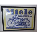 A Miele poster print in frame dated 1989 overall size 75 x 54.4cm.