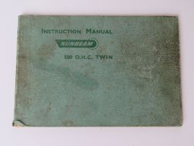 An instruction manual for a Sunbeam 500 OHC twi printed June 1957.