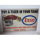 A contemporary metal garage Esso 'Put a tiger in your tank' advertising sign, 30 x 20cm.