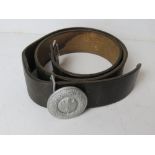 A WWII German Army Officer's Parade Belt Buckle with leather belt,