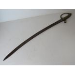 A continental late 18thC/early 19thC brass handle hanger sword with curved single edge blade,