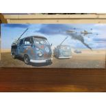 Desert Rat by Gibson; a large contemporary canvas print of military themed VW pick-up trucks.