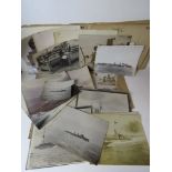 A quantity of assorted military ship photographic prints, blueprints, etc.
