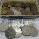 A quantity of assorted commemorative and cupro-nickel coinage including Victorian penny.