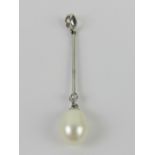 A silver and pearl pendant, stamped 925 and measuring 4.5cm inc bale.