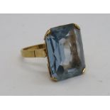 An Art Deco style lab created aquamarine cocktail ring,