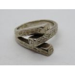 A HM silver bark effect ring JBF, size T.