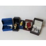 Five assorted boxed watches including Rotary.