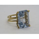 An Art Deco style lab created aquamarine cocktail ring,