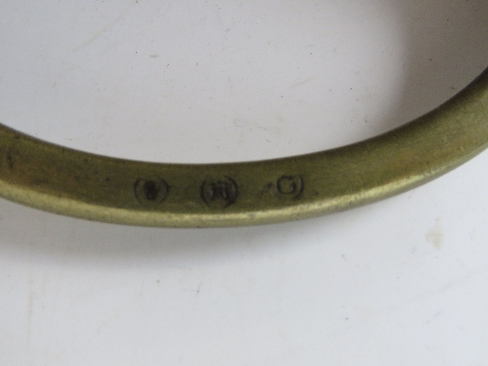 A continental late 18thC/early 19thC brass handle hanger sword with curved single edge blade, - Image 3 of 5