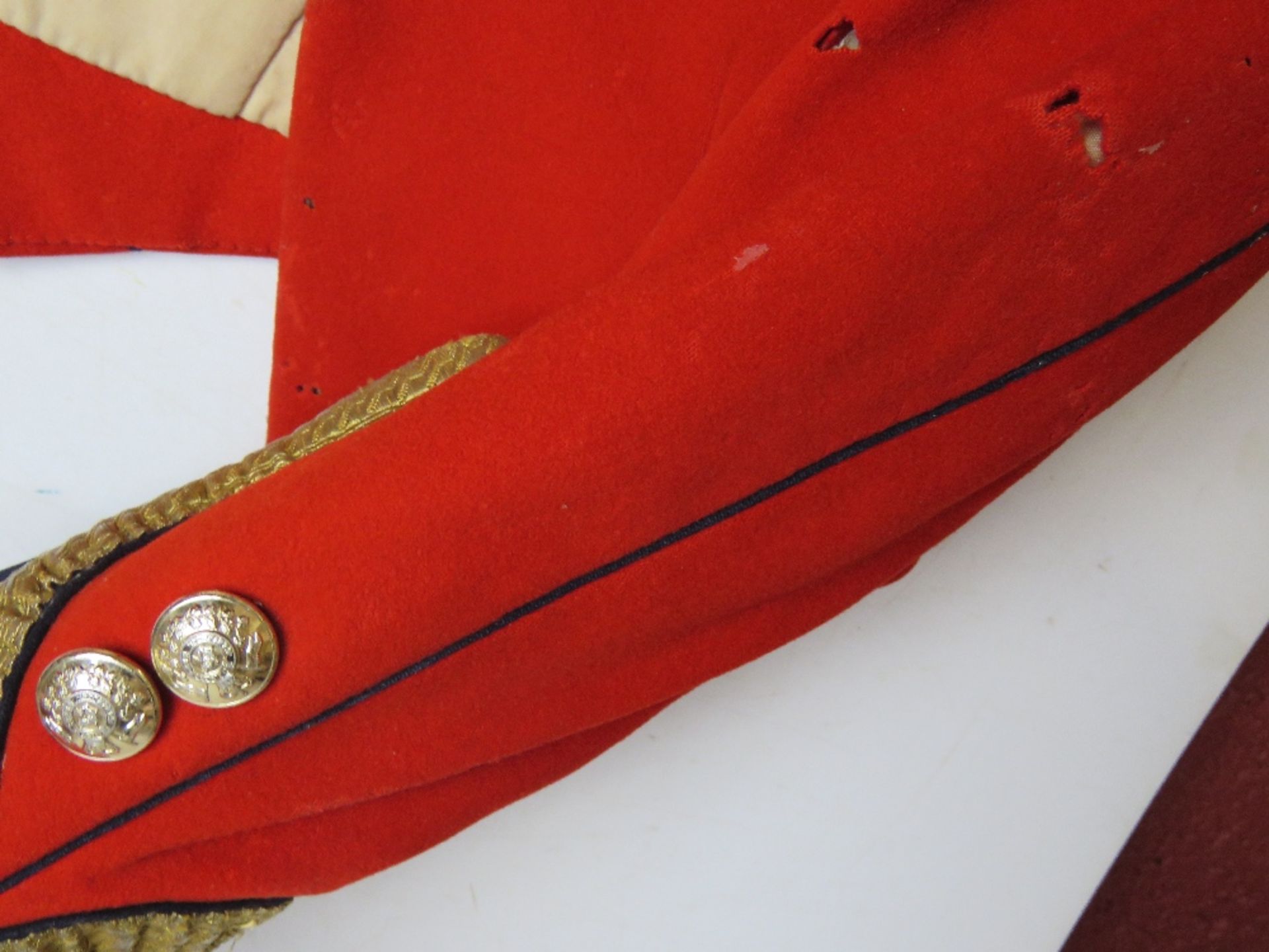 A red military jacket having buttoned and shoulder cords upon, a/f, heavy mothing. - Image 2 of 2