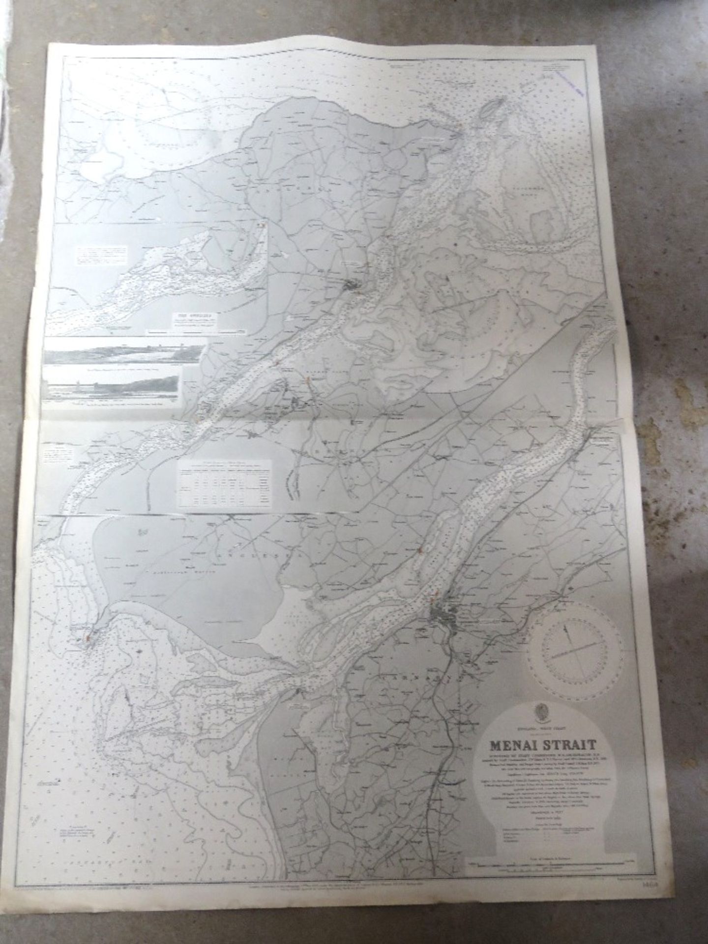 A Naval chart of Menai Strait surveyed by Staff Commander W.E.