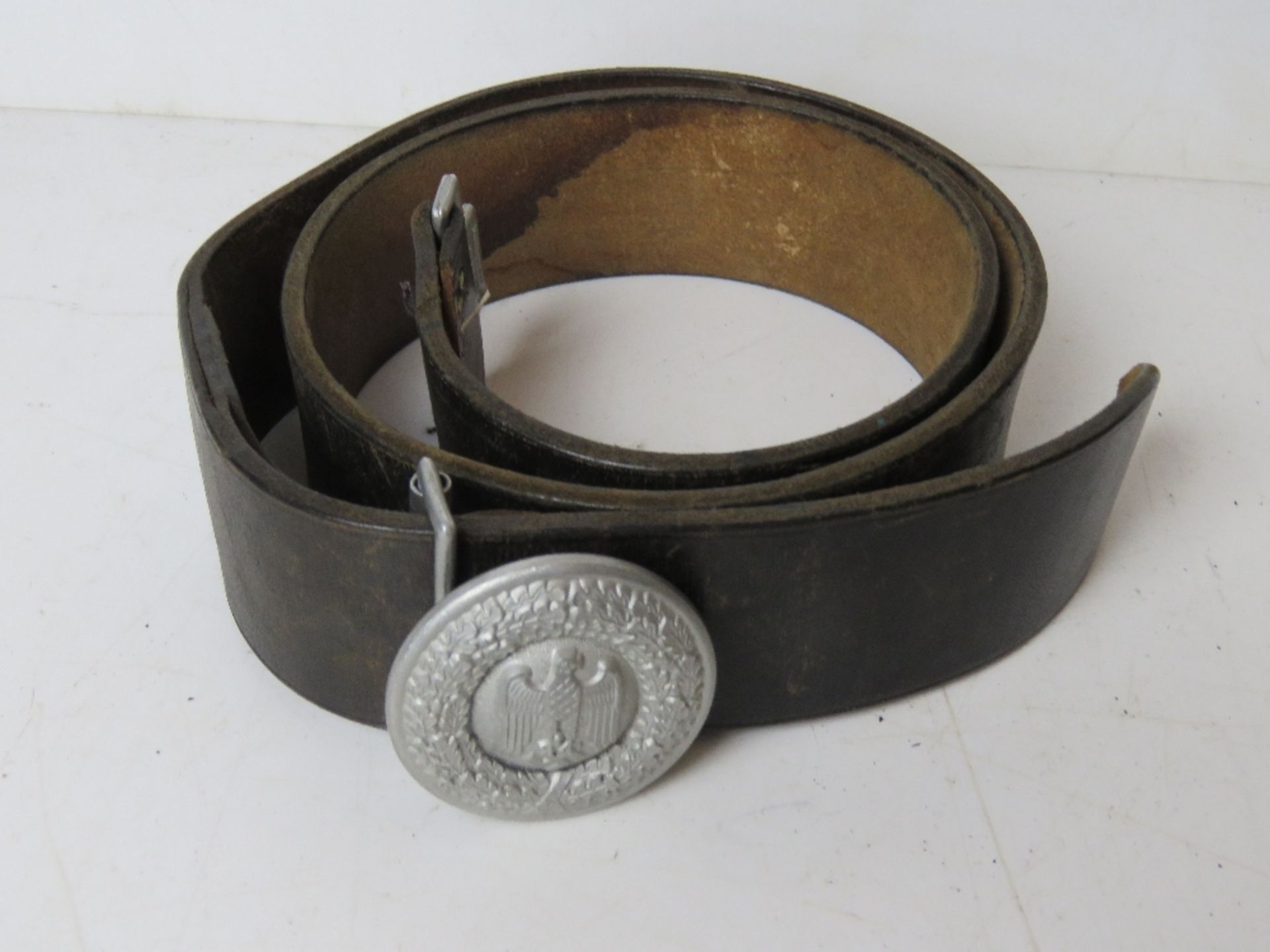 A WWII German Army Officer's Parade Belt Buckle with leather belt,