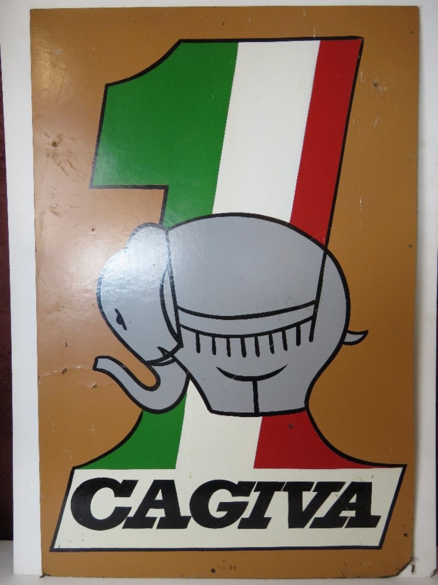 A painted advertising board 1 Cagiva mea