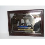 An Oriental Steam Navigation Company themed wall mirror in frame,